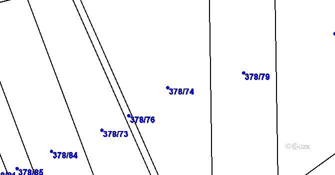 Parcela st. 378/74 v KÚ Bašnice, Katastrální mapa