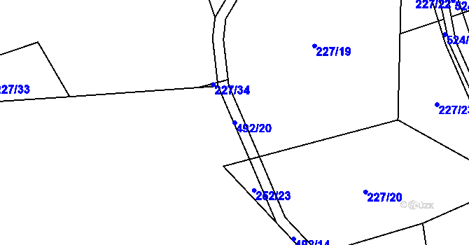 Parcela st. 492/20 v KÚ Bašnice, Katastrální mapa
