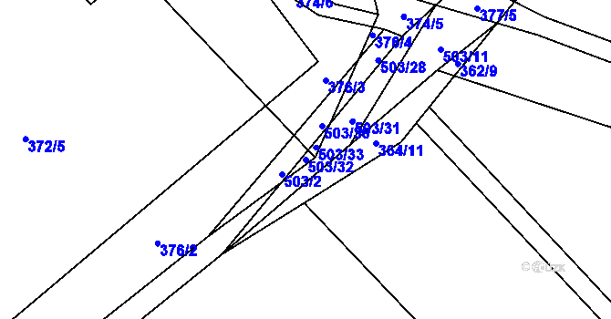 Parcela st. 503/32 v KÚ Bašnice, Katastrální mapa