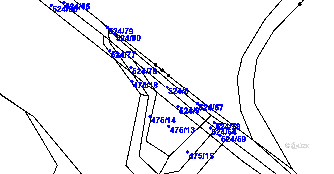 Parcela st. 524/8 v KÚ Bašnice, Katastrální mapa