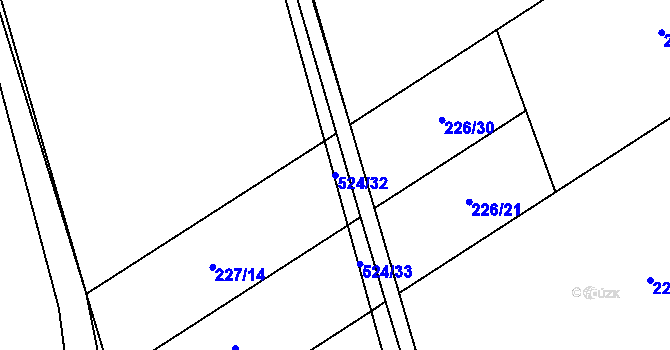 Parcela st. 524/32 v KÚ Bašnice, Katastrální mapa