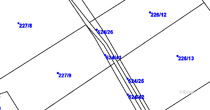 Parcela st. 524/41 v KÚ Bašnice, Katastrální mapa