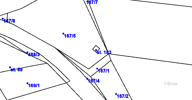 Parcela st. 183 v KÚ Bašnice, Katastrální mapa