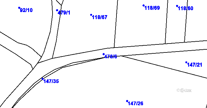 Parcela st. 478/6 v KÚ Bašnice, Katastrální mapa