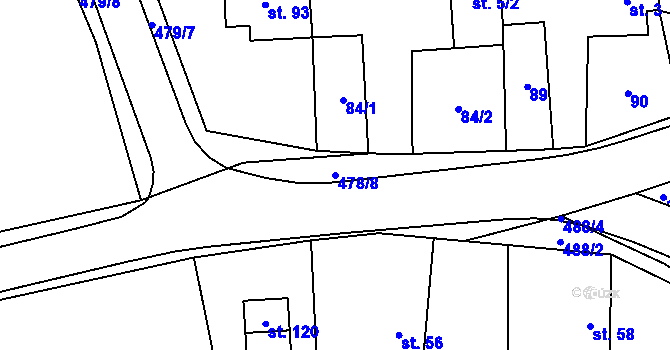 Parcela st. 478/8 v KÚ Bašnice, Katastrální mapa