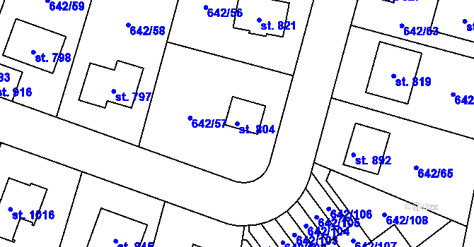 Parcela st. 804 v KÚ Bašť, Katastrální mapa