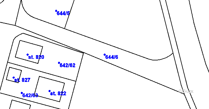 Parcela st. 644/6 v KÚ Bašť, Katastrální mapa