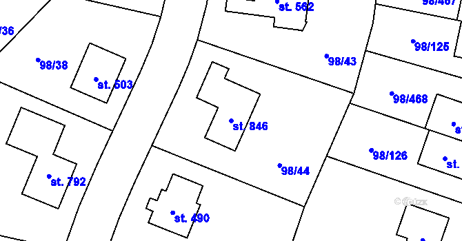 Parcela st. 846 v KÚ Bašť, Katastrální mapa