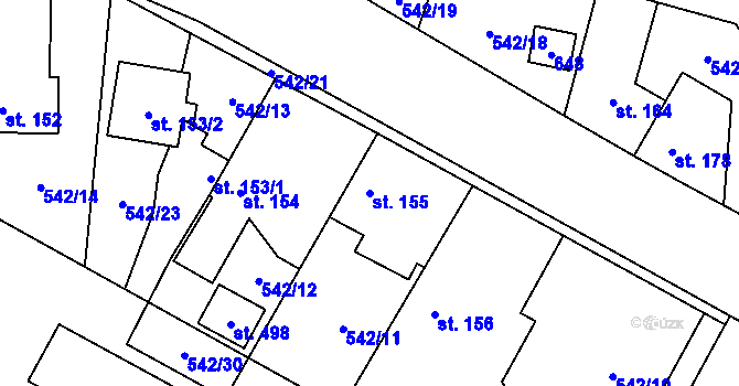 Parcela st. 155 v KÚ Bašť, Katastrální mapa