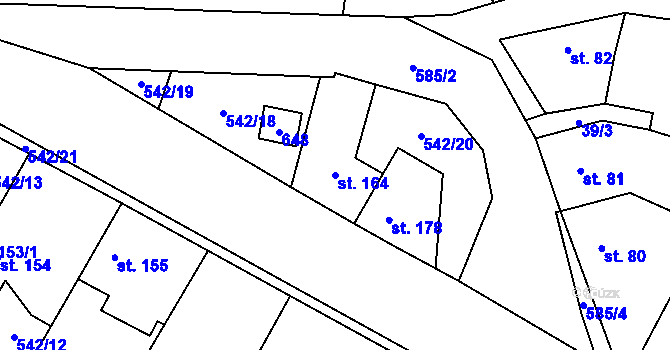 Parcela st. 164 v KÚ Bašť, Katastrální mapa