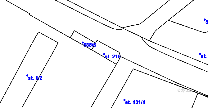 Parcela st. 216 v KÚ Bašť, Katastrální mapa