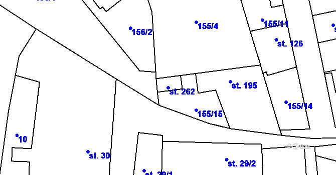 Parcela st. 262 v KÚ Bašť, Katastrální mapa