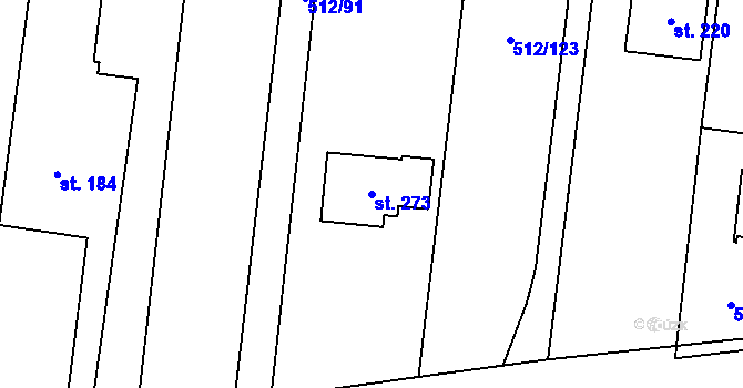 Parcela st. 273 v KÚ Bašť, Katastrální mapa