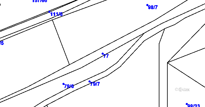 Parcela st. 77 v KÚ Bašť, Katastrální mapa