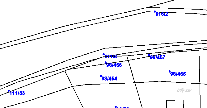 Parcela st. 111/8 v KÚ Bašť, Katastrální mapa