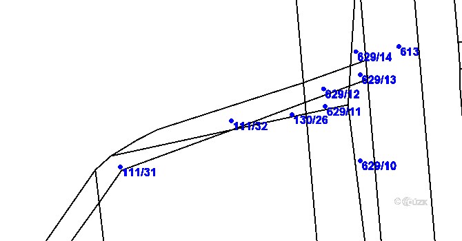 Parcela st. 111/32 v KÚ Bašť, Katastrální mapa