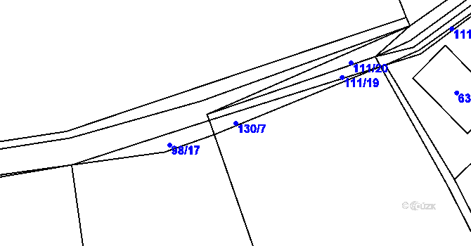 Parcela st. 130/7 v KÚ Bašť, Katastrální mapa