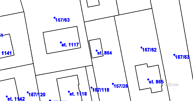 Parcela st. 864 v KÚ Bašť, Katastrální mapa