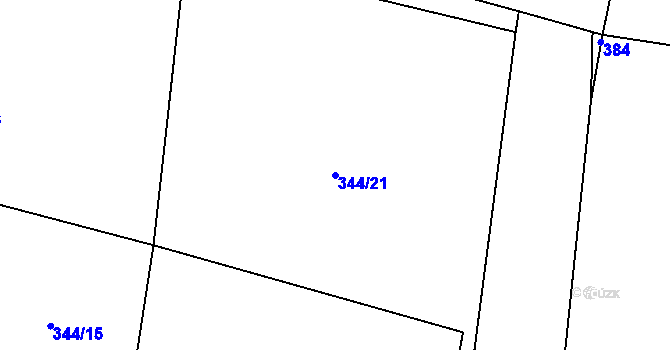 Parcela st. 344/21 v KÚ Bašť, Katastrální mapa