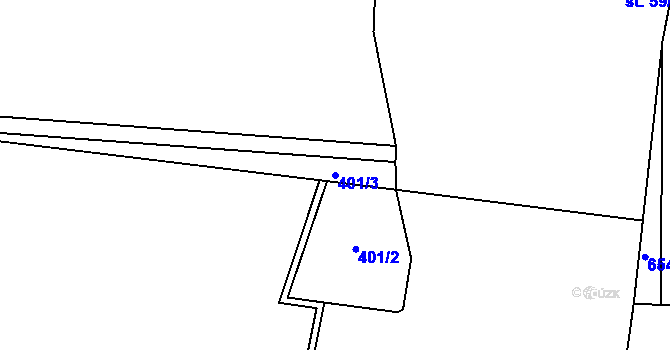 Parcela st. 401/3 v KÚ Bašť, Katastrální mapa
