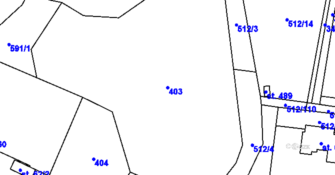 Parcela st. 403 v KÚ Bašť, Katastrální mapa