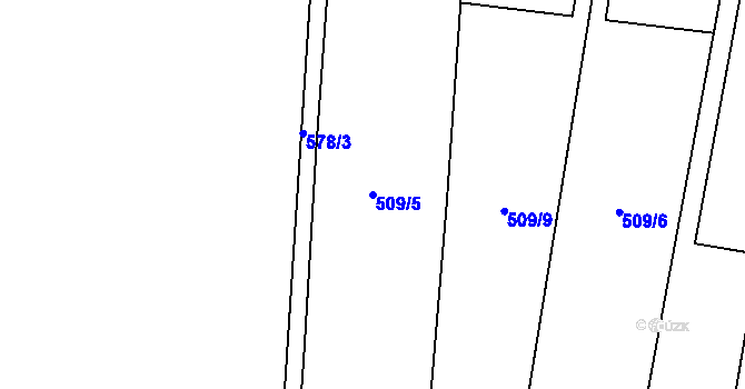 Parcela st. 509/5 v KÚ Bašť, Katastrální mapa