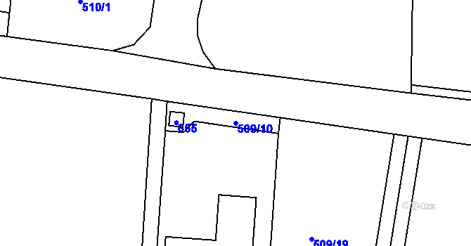 Parcela st. 509/10 v KÚ Bašť, Katastrální mapa
