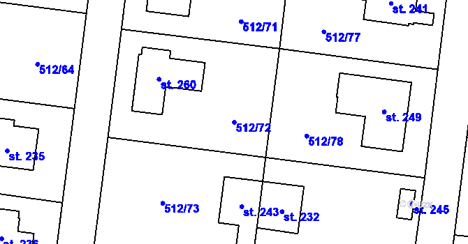 Parcela st. 512/72 v KÚ Bašť, Katastrální mapa