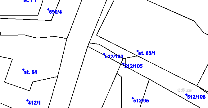 Parcela st. 512/103 v KÚ Bašť, Katastrální mapa