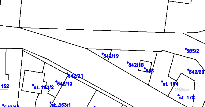 Parcela st. 542/19 v KÚ Bašť, Katastrální mapa
