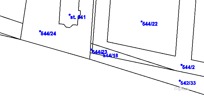 Parcela st. 544/18 v KÚ Bašť, Katastrální mapa