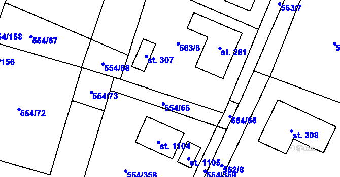 Parcela st. 554/69 v KÚ Bašť, Katastrální mapa