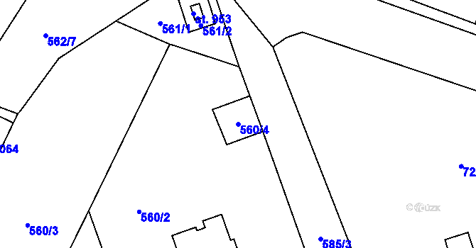 Parcela st. 560/4 v KÚ Bašť, Katastrální mapa