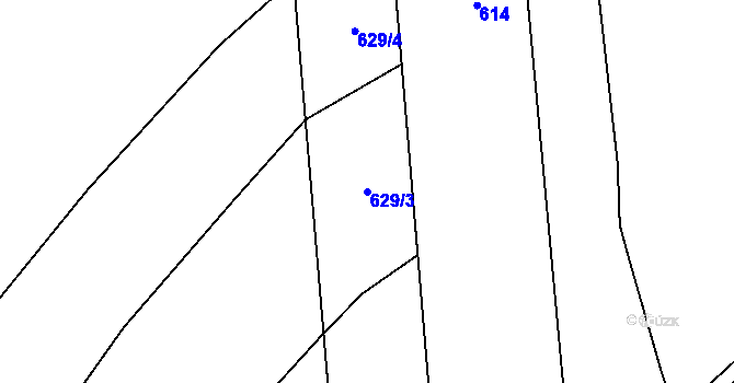 Parcela st. 629/3 v KÚ Bašť, Katastrální mapa