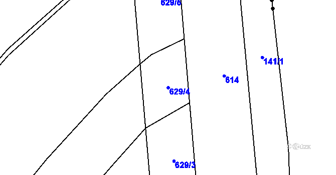 Parcela st. 629/4 v KÚ Bašť, Katastrální mapa