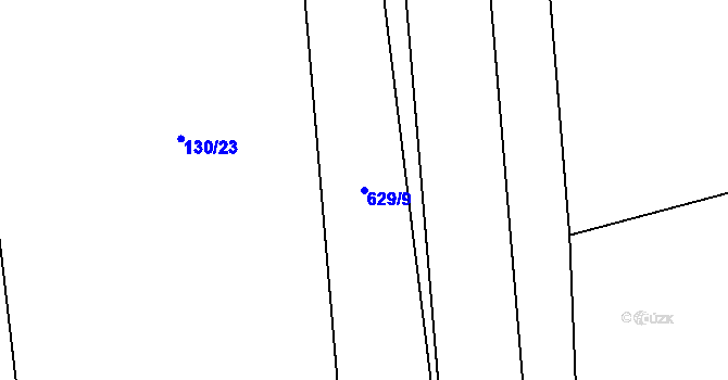 Parcela st. 629/9 v KÚ Bašť, Katastrální mapa