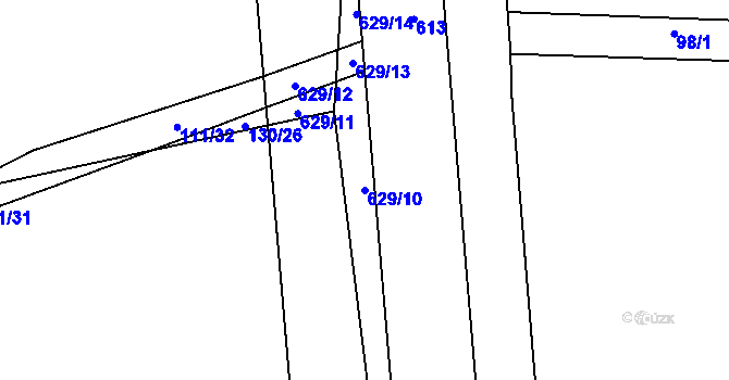 Parcela st. 629/10 v KÚ Bašť, Katastrální mapa