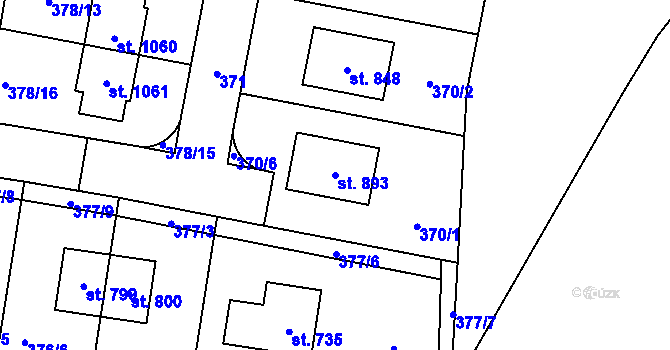 Parcela st. 893 v KÚ Bašť, Katastrální mapa
