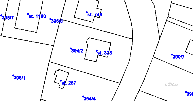 Parcela st. 325 v KÚ Bašť, Katastrální mapa
