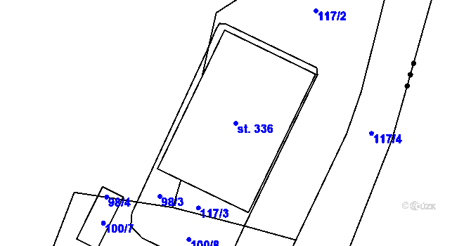 Parcela st. 336 v KÚ Bašť, Katastrální mapa