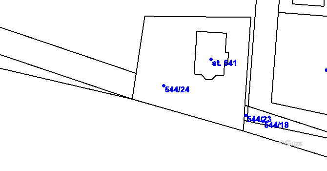 Parcela st. 544/24 v KÚ Bašť, Katastrální mapa