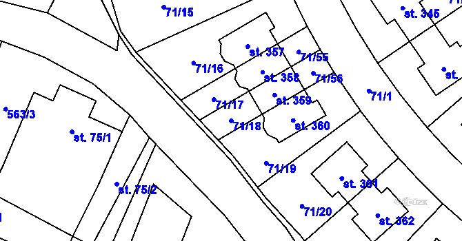 Parcela st. 71/18 v KÚ Bašť, Katastrální mapa