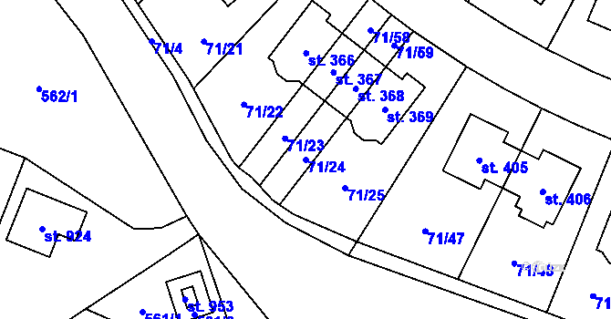 Parcela st. 71/24 v KÚ Bašť, Katastrální mapa