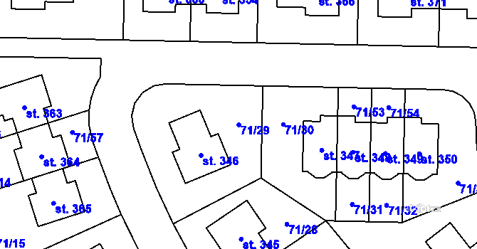 Parcela st. 71/29 v KÚ Bašť, Katastrální mapa