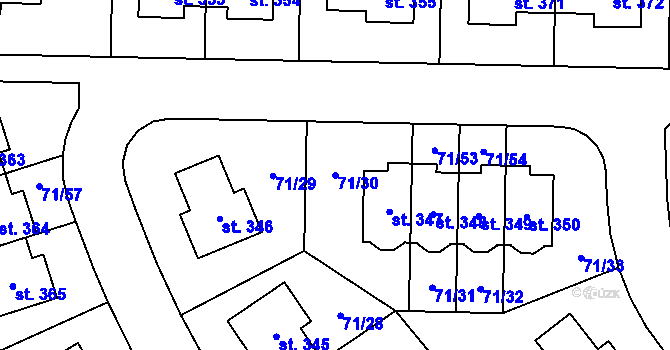Parcela st. 71/30 v KÚ Bašť, Katastrální mapa