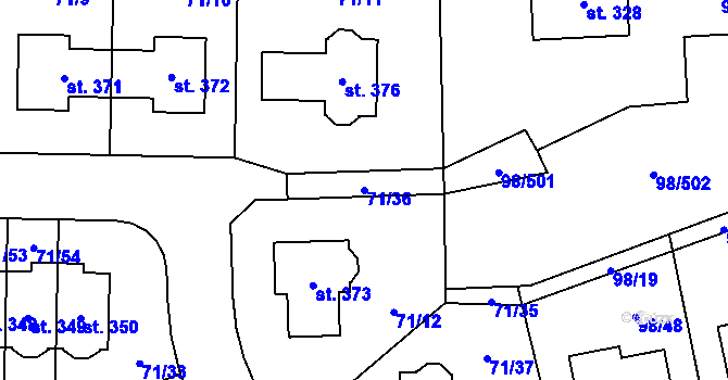 Parcela st. 71/36 v KÚ Bašť, Katastrální mapa