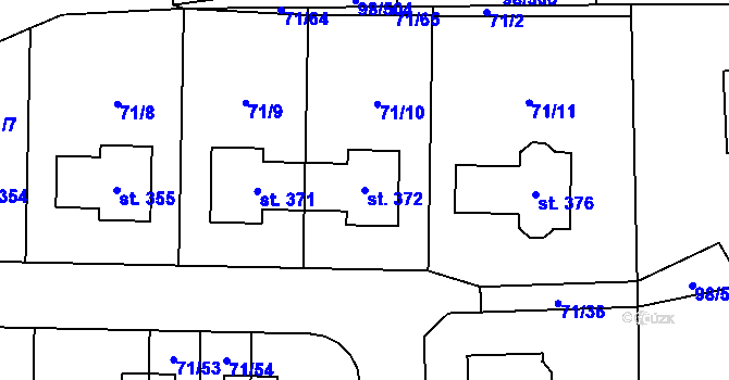 Parcela st. 372 v KÚ Bašť, Katastrální mapa