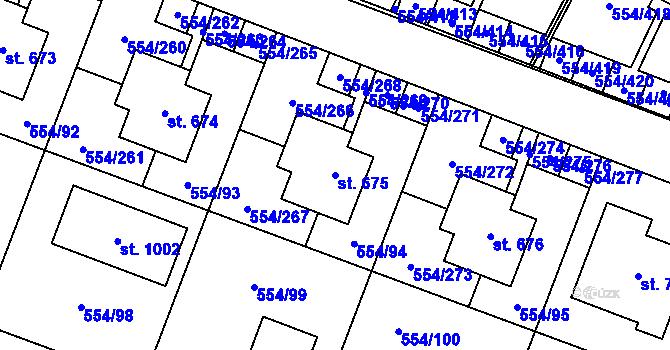 Parcela st. 675 v KÚ Bašť, Katastrální mapa