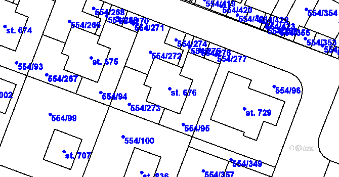 Parcela st. 676 v KÚ Bašť, Katastrální mapa