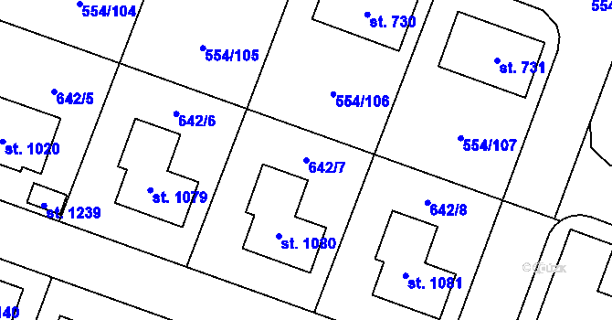 Parcela st. 642/7 v KÚ Bašť, Katastrální mapa